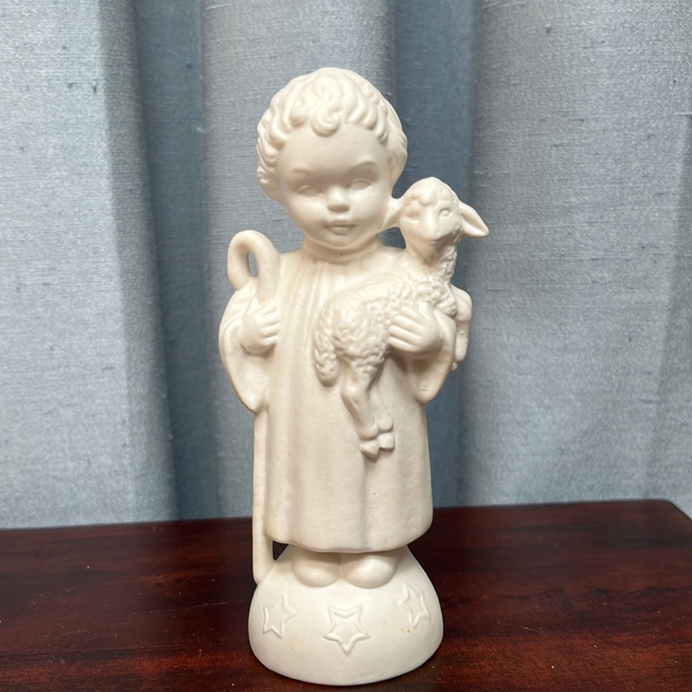 Goebel White Bisque Shepherd Boy Nativity Figure W Germany HJ32 1967 5" Tall